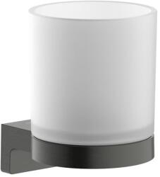 Hansgrohe Pohártartó Hansgrohe AddStoris S pohárral együttcsiszolt fekete króm színű 41769340 (41769340)