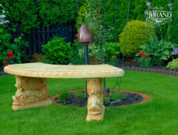Jurand Nagy és elegáns halas pad, méretek 156 x 46 x 49 cm (M), 193 kg, betonszerű FineCrete műkőből készült, minőségi anyag, 13 választható szín, dekoratív és funkcionális pad, kerti pad, szabadon álló, ker