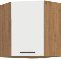  Felső Sarokszekrény, Fehér Extra Magas Fényű HG/lancelot Tölgy, Vega 58x58 GN-72 1F