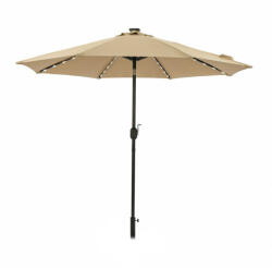 Rila Crafts Umbrelă de grădină cu iluminare solară Rila Crafts V11-9, braț rabatabil, cu manivelă, diametru 270 cm, bej