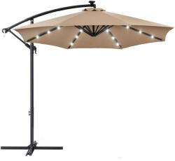 Rila Crafts Umbrelă de grădină cu iluminare solară Rila Crafts V11-10, cu manivelă, diametru 300 cm, bej
