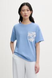 ERMANNO Firenze női basic pamut póló - kék 42