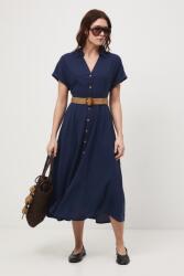 MEDICINE kiszélesedő ruha lenvászonnal - sötétkék M