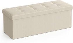 Brius Taburet pliabil cu sezut moale, spatiu de depozitare 131litri, maxim 300kg, 110x38x38cm, crem (EZ-LSF77BE)