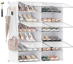 Brius Dulap pantofi modular 6 compartimente, cu usi si cadru metalic, organizator incaltaminte, 32x124x94 cm, alb (EZ-LPC033W01)