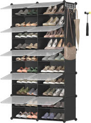 Brius Dulap modular pantofi cu 10 compartimente, cu usi transparente, 83x32x156 cm, negru (EZ-LPC035B01)