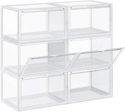 Brius Organizatoare pantofi, transparente cu usa frontala, stivuibile, PVC, 6 cutii x 36x28x22 cm, transparent (EZ-LSP06CW)