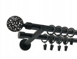 ESTAdeco Fém Függönykarnis 19+19mm Fekete Matt Dupla 280cm MIX Végek (karnisz II 19+19mm Czarny Mat MIX)