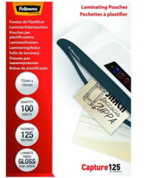 Fellowes Meleglamináló fólia, 125 mikron, 75x105 mm, fényes, 100 db (IFW53069)
