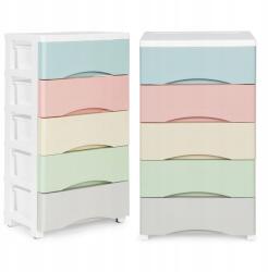 ModernHOME Könyvespolc 5 kihúzható fiókkal lábakkal kerekekkel színes fiókokkal ModernHome (PJJCBS0024-05C)