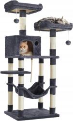 Songmics Feandrea Macska kaparófa Függőágy 2 Platform Plüss Szizál 143cm Szürke Füst (6955880393985)