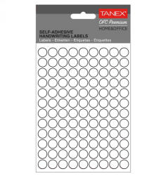 Tanex Etichete autocolante rotunde albe, 10 mm, TANEX, 1080 buc/set