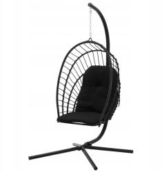 Chomik Függőszék Összecsukható Hinta Gubó Kerti Hinta Kosár Fekete Párna (FAT0916)
