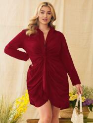 Shein Piros Egyszínű Ruha Fodros Hosszú Ujjú Gallér Shein 44