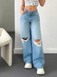 Shein Világoskék Hosszú Farmer Nadrág Lyukakkal Széles Shein 40