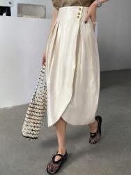 Dazy Krémszínű Klasszikus Midaxi Aszimmetrikus Szoknya Magas Dazy Derékrésszel