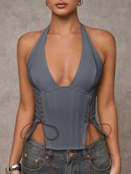 Shein Szürke Klasszikus Mély Nyakkivágású Felső Nyitott Váll Cipzárral Shein 36