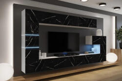 Prince Concept Anna 89 nappali bútor szett matt fehér test FEKETE MÁRVÁNY előlap (332cm)