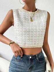 Shein Krémszínű Felső Dekoratív Fényes Cérna Textúra Cipzár Shein 40/42