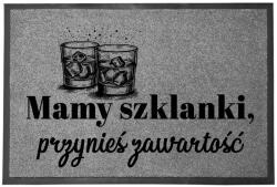 TabPrint Lábtörlő Bejárati Szürke Otthoni Dekorációs Pohár Ajándék 60X40cm (WYCIERACZKA SZKLANKI SZARA)