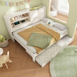 Gutent Ágyazható kanapé, 140x190 cm, vendégágy 90x190 cm, tárolós hátfal, Usb, fehér (1001)