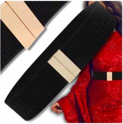 EdiBazzar Rugalmas Fekete divatos Öv Női ruha elegáns arany csat (Elegancki gumowy pasek damski na talię)