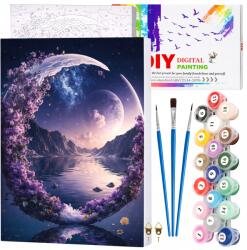 EdiBazzar Vászonkép Festmény Kerettel 40x50 cm Vázfestés Szett Számok szerint (Malowanie Po Numerach 40x50 krajobraz księżyc)