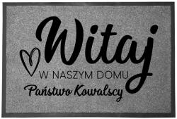 TabPrint Lábtörlő Bejárati Szürke Otthoni Dekorációs Ajándék Üdv *név* (WYCIERACZKA WITAJ *NAZWISKO* SZARA)