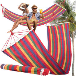 VERK GROUP Csíkos erősített kerti függőágy színes fa hinta 200 x 80 (01284_CC)