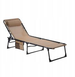 Garden Line Napozóágy Kerti Strand Napozóágy Összecsukható 190 x 58 x 30 CM Krémszínű (LEZ6902)