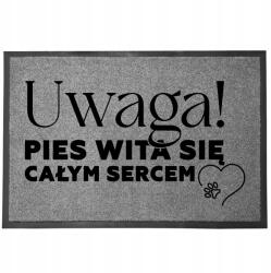 TabPrint Lábtörlő Bejárati Szürke Otthoni Dekoratív Ajándék Kutya Üdvözlő 60X40 (WYCIERACZKA PIES WITA SIĘ SZARA)
