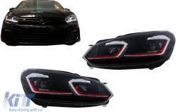 KITT Specials LED Fényszórók VW Golf 6 VI (2008-2013) modellekhez, Facelift G7.5 GTI kinézet piros, Dinamikus irányjelyzőkkel balkormányos Kompatibilis: Volkswagen Golf VI (2008-2013) Nem kompatibilis (HLVWG6FR)