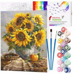 EdiBazzar Vászonkép Keretre Festhető 40x50 cm Kerettel Számozott Festés Szett (Malowanie Po Numerach 40x50 słoneczniki wazon)