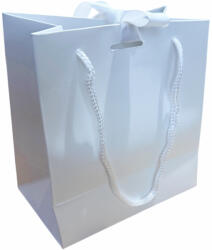 Paper Craft SET 10 pungi de cadou bijuterii ALBE cu decupaj panglica