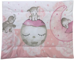  Lapos Ovis Kispárna / Bordűrös rózsaszín kiselefánt-hold mintával