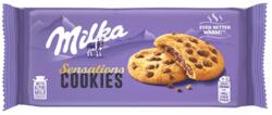 Milka keksz alpesi tejcsokoládé darabokkal és tejcsokoládés töltelékkel 156g