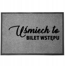 TabPrint Lábtörlő Szürke Dekoratív Ajtószőnyeg Ajándék Mosoly Jegy 60X40 (WYCIERACZKA UŚMIECH BILET SZARA)