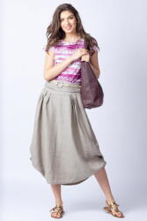 Shopika Fusta lunga bej cu poale prinse, din in, cu o curea fancy Talie unica