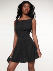 Shein Fekete Klasszikus Bő Szabású Mini Ruha Shein Vállpántokkal 38