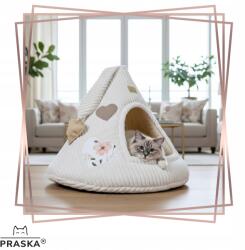 PRASKA - Eco Cats Collection Fekhely Fülke macskaház Rattle Cat Cap Love Natural átm. 50 magasság 58cm (818F-9762E_20250214080431)
