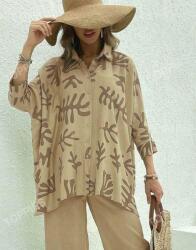 Shein Bézs Oversize Mintás 3/4-ES Ujjú Gombos Ing Shein M