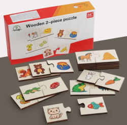  Set puzzle din lemn din 2 piese animale si alimentele preferate (102860)