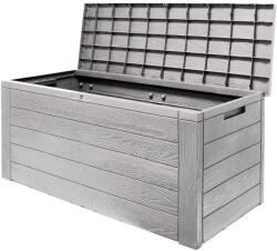 CASARIA Kerti tároló láda, 280 liter, szürke, fa hatású, vízzáró (DE108981)