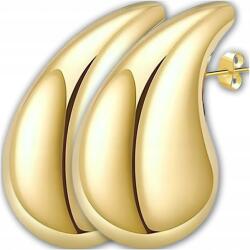  Arany Sebészeti Acél Fülbevaló 316L lógó 18K könnycsepp aranyozott