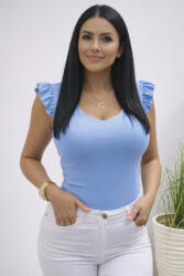  Vállán fodros elől-hátul V kivágott felső (babakék) (633059)