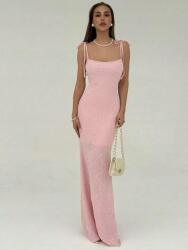 Shein Rózsaszín Hálós Ruha Maxi Texturált Megkötős Vállpántok Shein 40/42