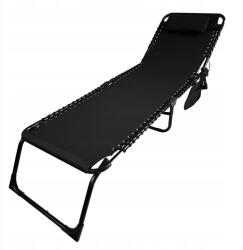 Garden Line Kiságy Kerti Napozóágy Összecsukható 190 x 58 x 30 CM Fekete (LEZ2777)