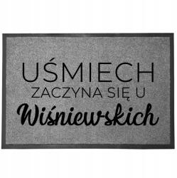 TabPrint Lábtörlő Bejárati Szürke Otthoni Dekoratív Ajándék Mosoly *név* (WYCIERACZKA UŚMIECH *NAZWISKO* SZARA)