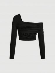 Shein Fekete Testhezálló Aszimmetrikus Hosszú Ujjú Fodros Felső Shein 40/42