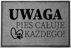 TabPrint Lábtörlő Bejárati Szürke Otthoni Dekoratív Ajándék Kutya Csók 60X40cm (WYCIERACZKA PIES CAŁUJE SZARA)